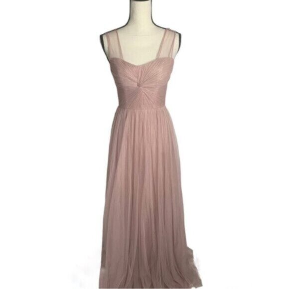 Reverly Blush Tulle Illusion Neckline Evening Gown - Picture 2 of 13
